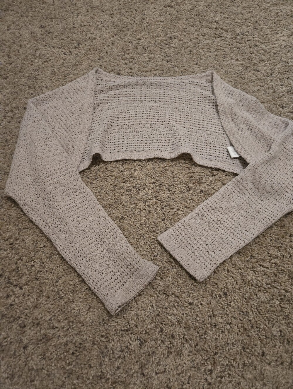 Dazy Light Taupe Cropped Knit Shrug - Women Sweater